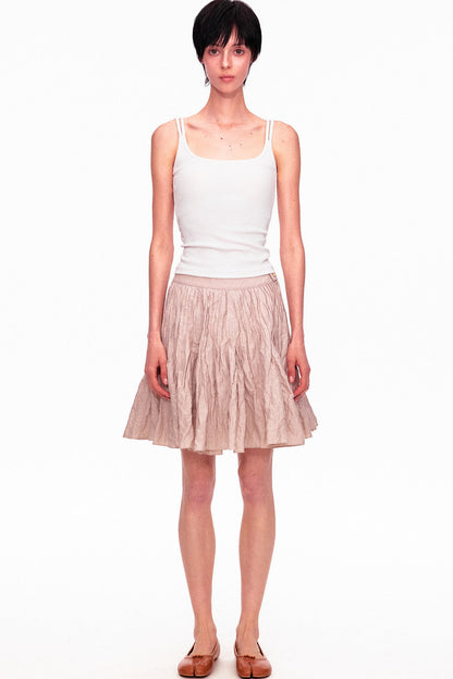 Memory Metallic Wire Crinkled A-Line Skirt