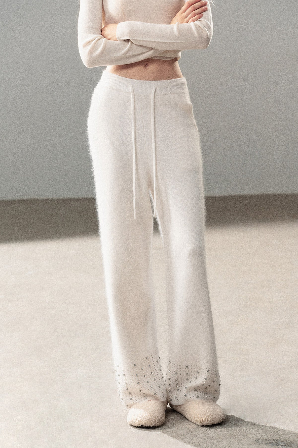 Raccoon Fur Wide-Leg Pants