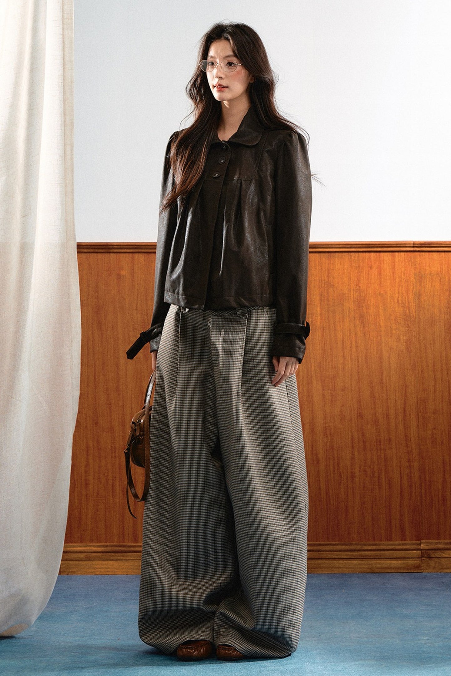 Retro Plaid Wide-Leg Pants