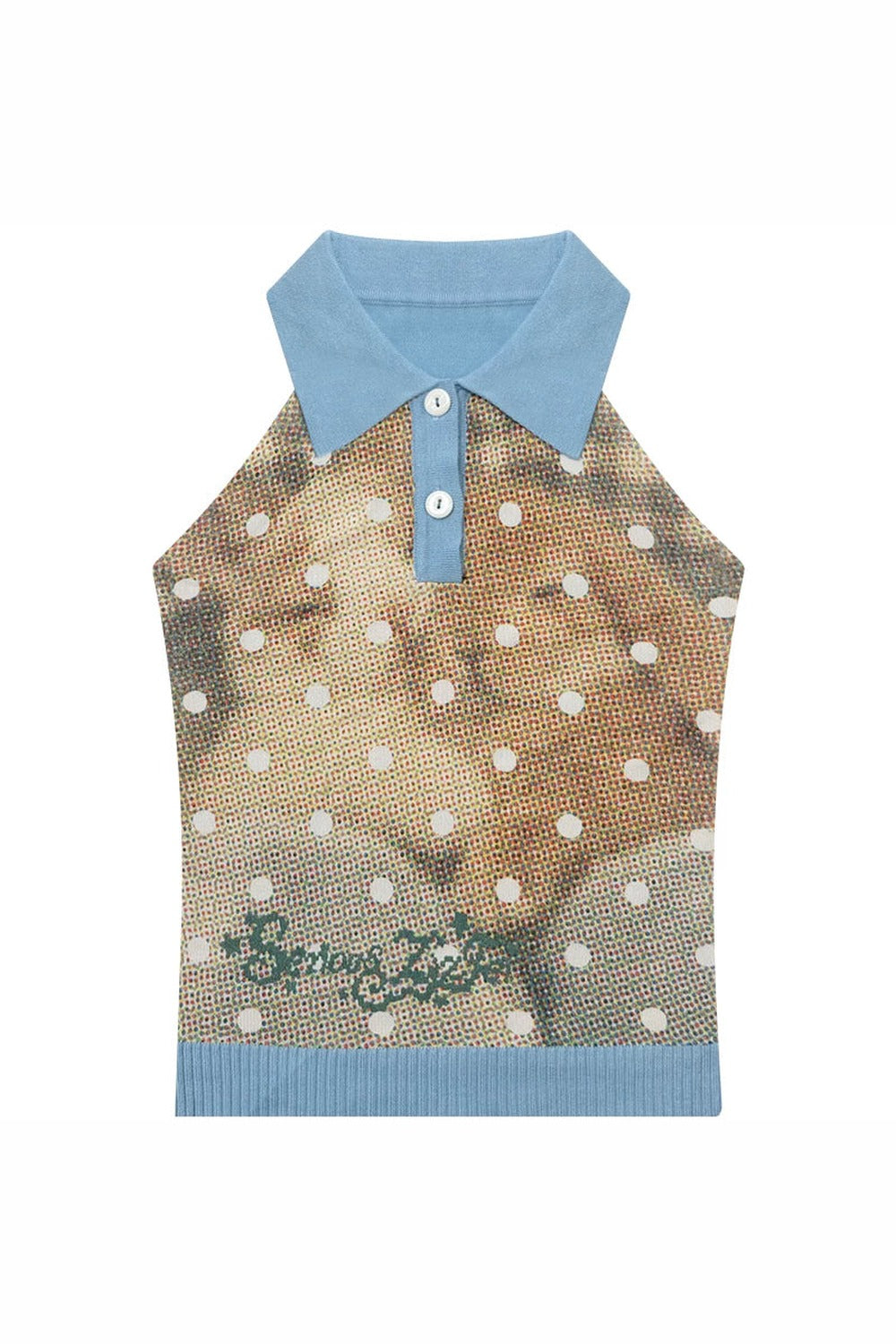 Blue Polo Knit Rabbit Vest