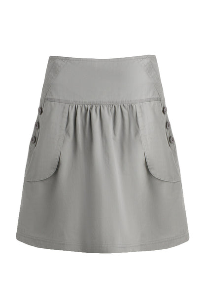Retro Double-Breasted Workwear Jacket and Skirt Set-Up