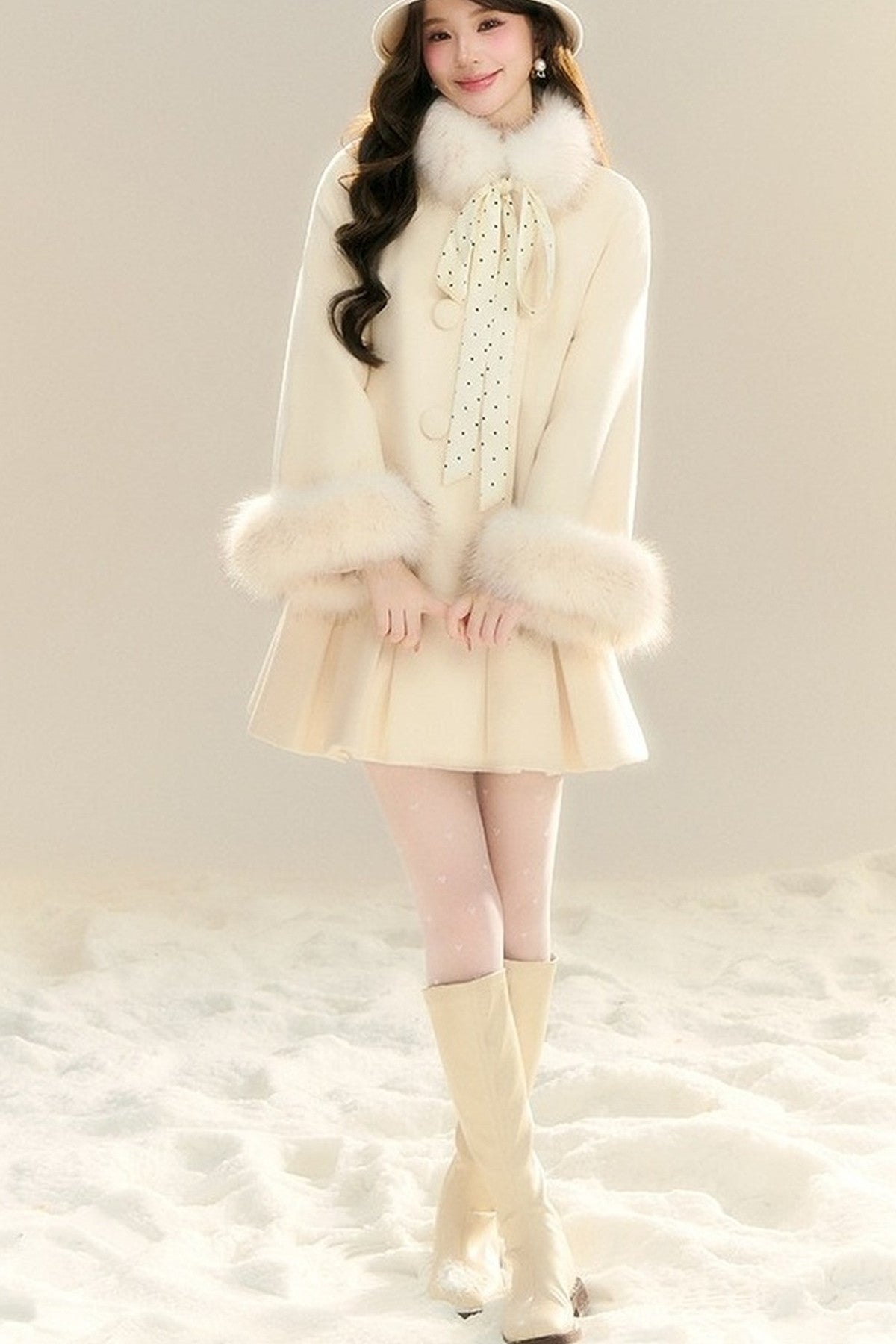 Bow Collar Woolen Coat