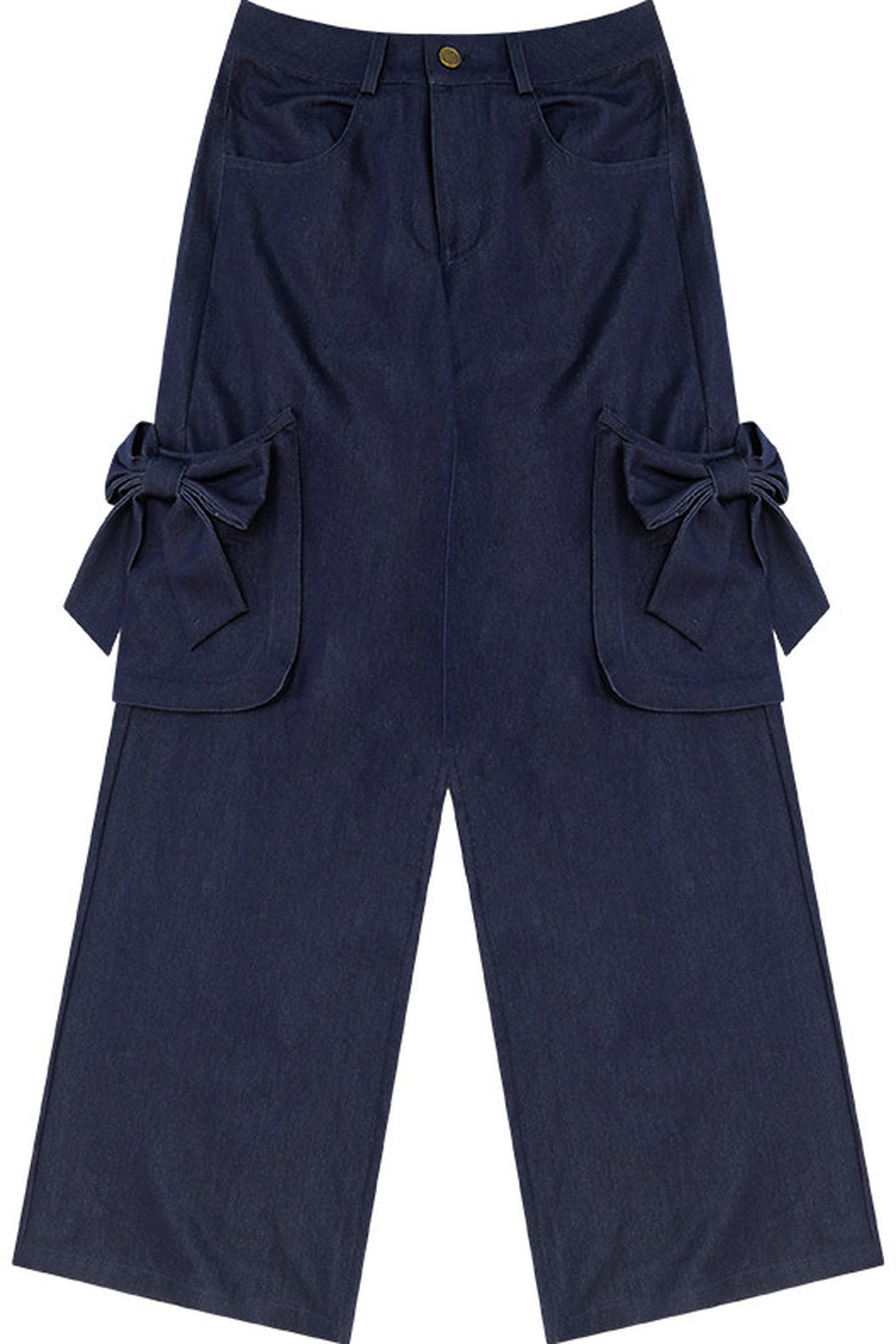 High-Waisted Bow Pocket Wide-Leg Pants