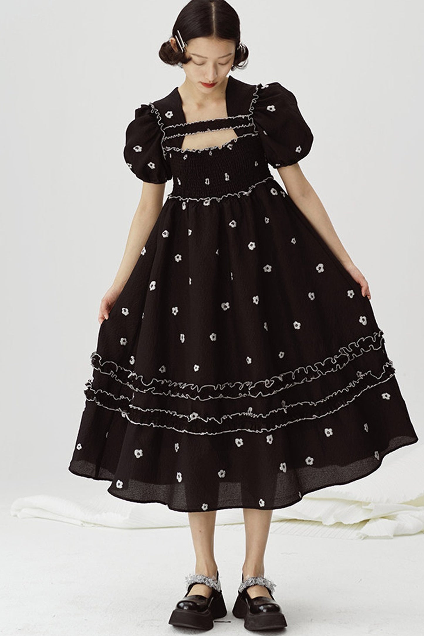 Black and White Floral Dress