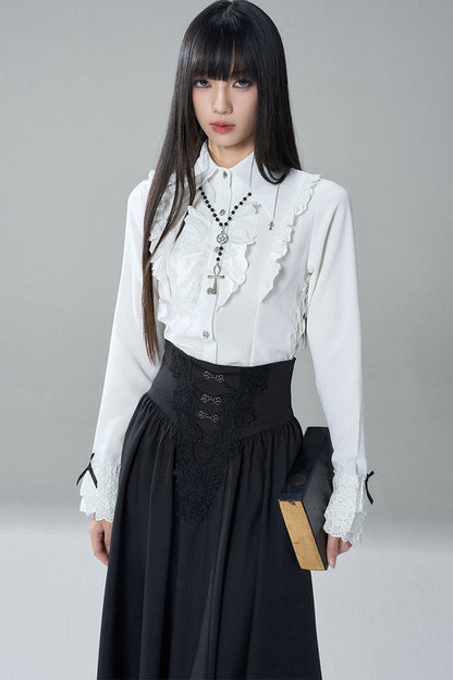 Gothic Black Skirt and White Shirt Set-Up
