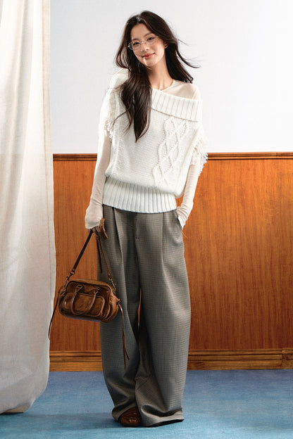 Korean Slanted Shoulder Sweater