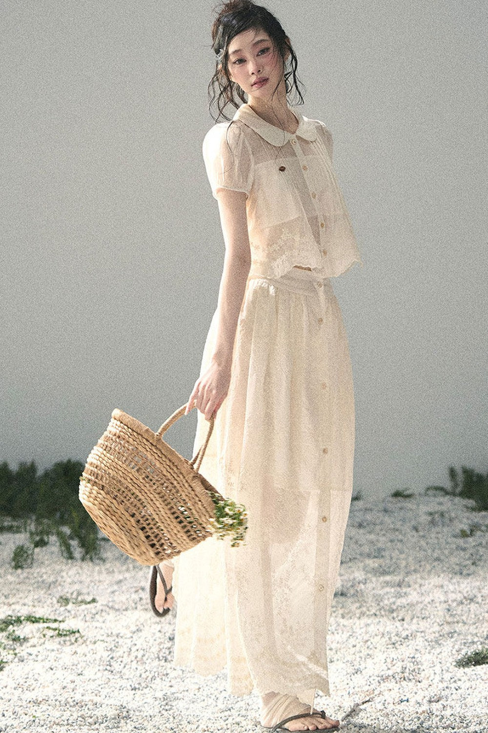 French Floral Lace Two-Piece Set
