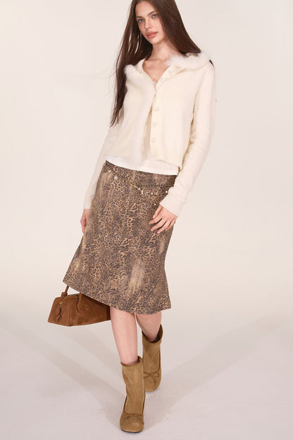 Fox Fur Trim Wool Cardigan