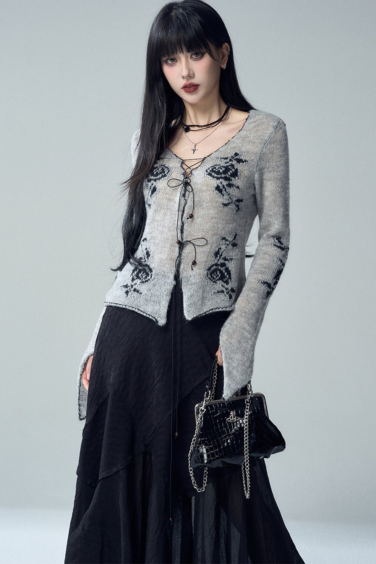 Rose Jacquard Knit Sweater