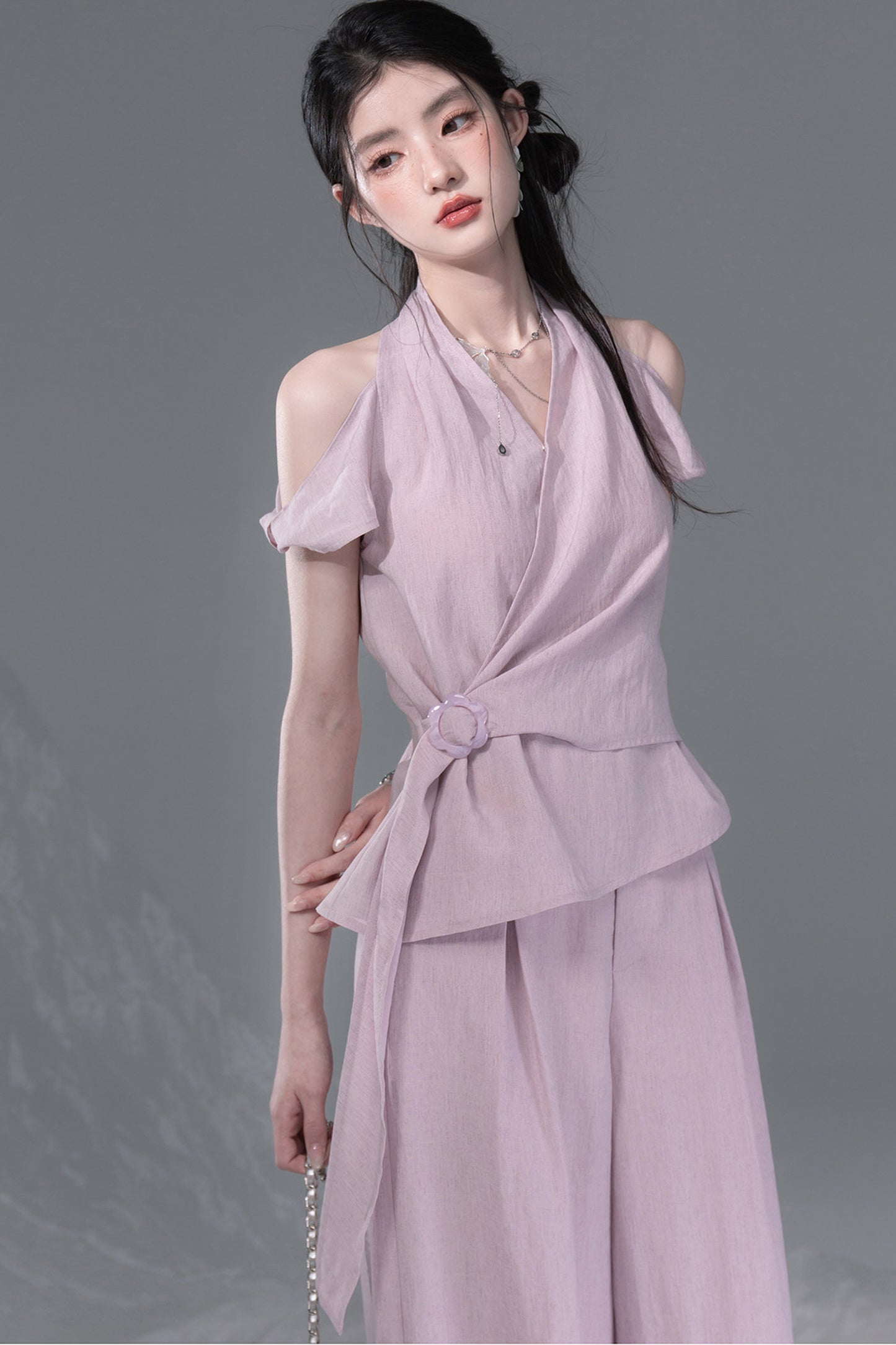 Deconstructed Lyocell Linen Top and Pants Set