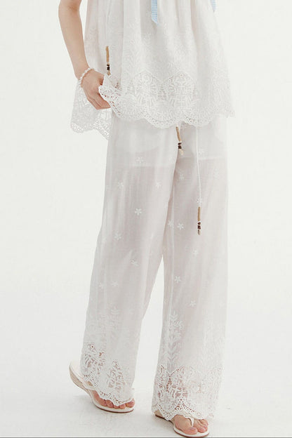 Lace Camisole and Wide-Leg Pants Set-Up