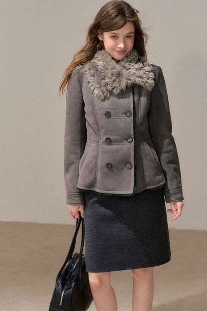 High-Waisted Straight Woolen Skirt