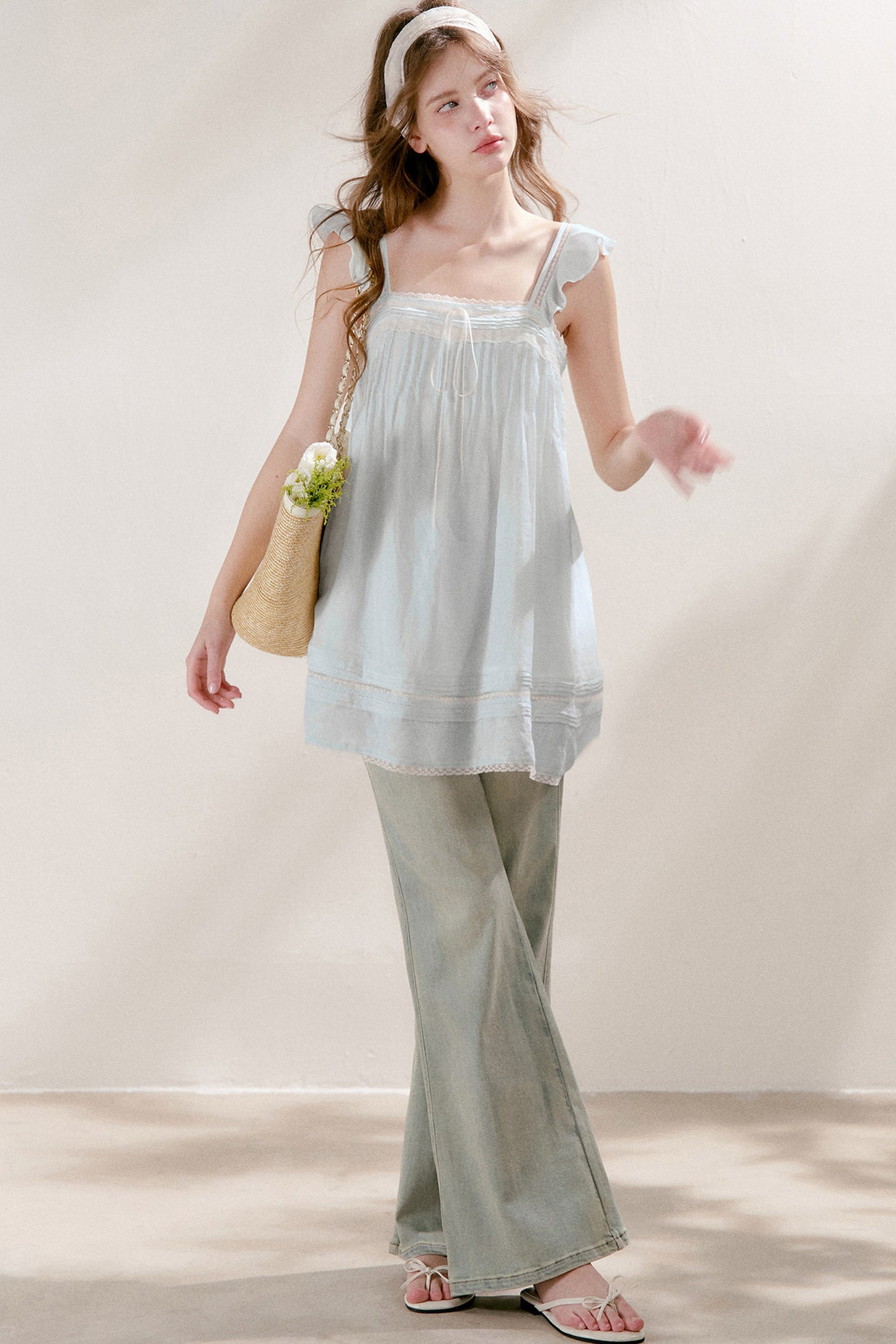 Pleated Lace A-Line Dress
