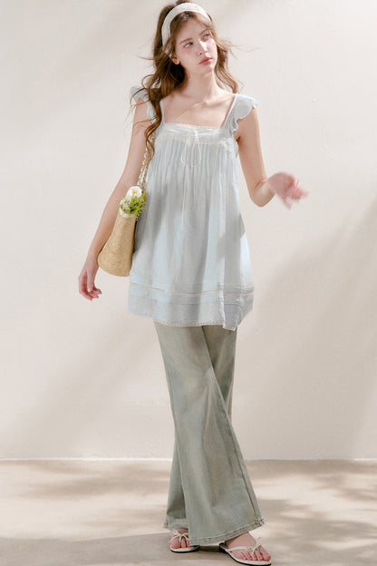 Pleated Lace A-Line Dress
