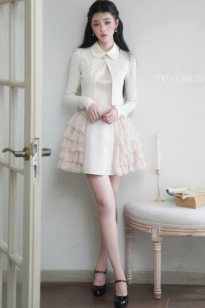칼라 원피스 카디건 세트업