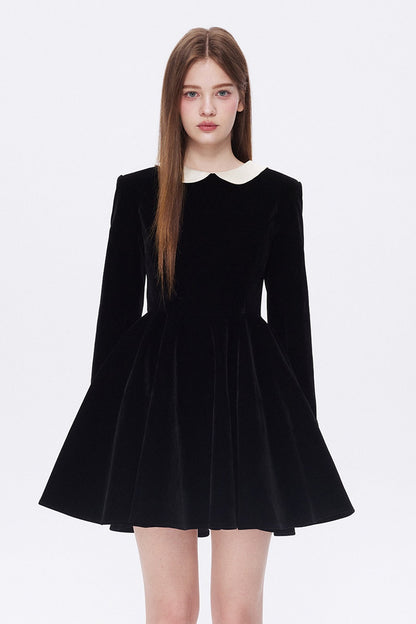 Doll Collar Velvet Dress