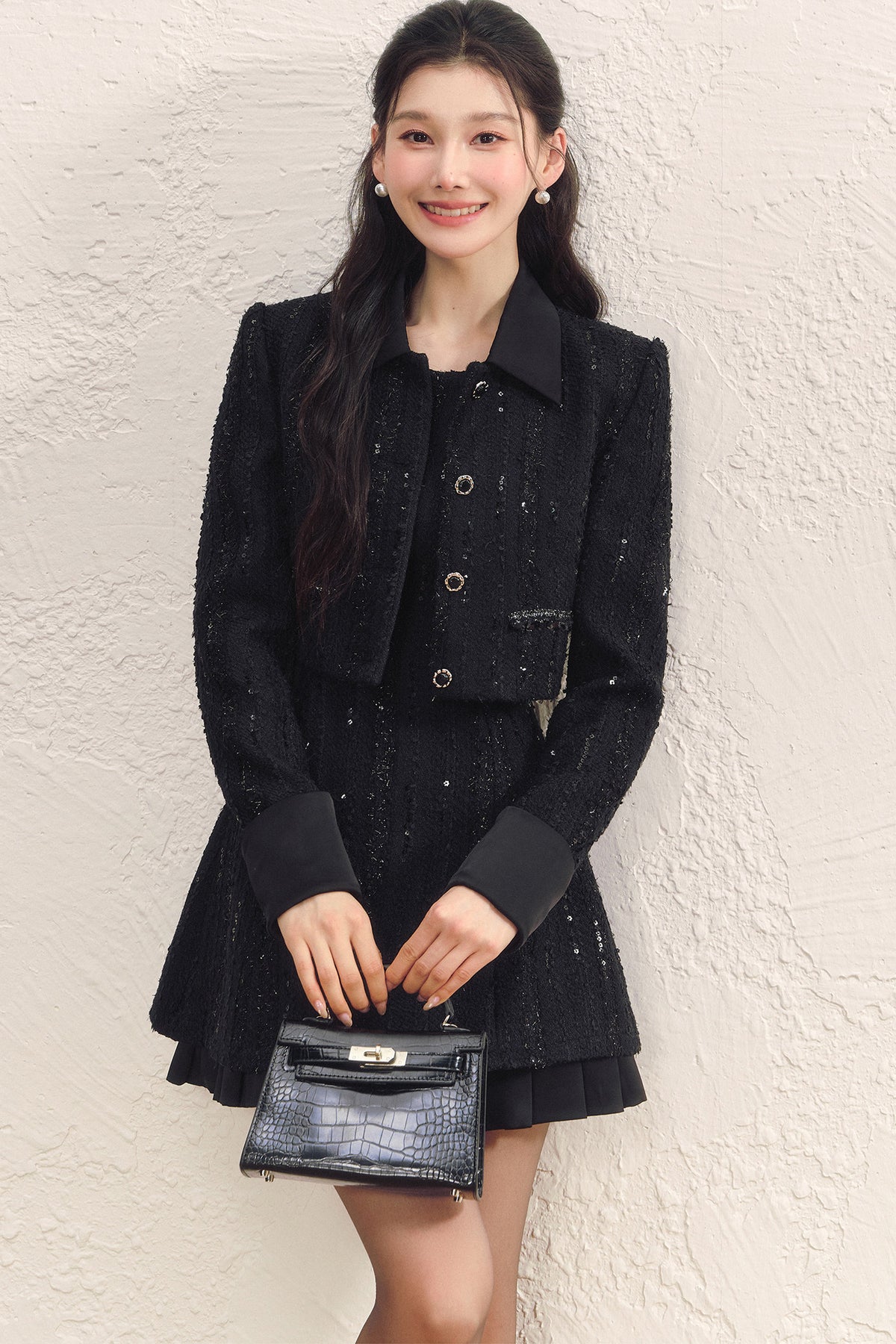 Little Chanel Style Satin Vest Dress and Jacket Set