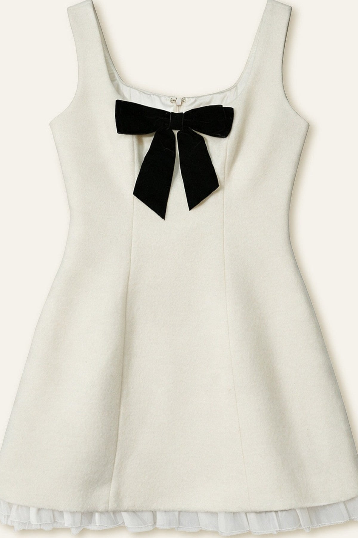 Bow Waist Mesh Wool Dress