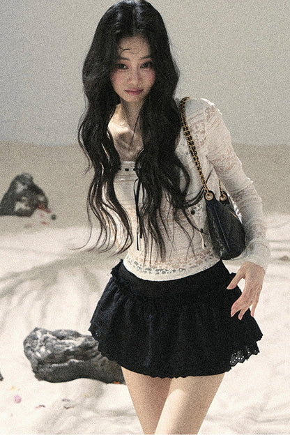 레이스 펀칭 여름 투피스 세트