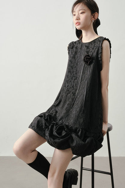 Vestido de jacquard floral rosa madera