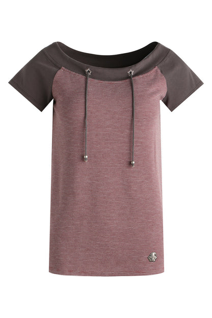 Schulterfreies gestreiftes Raglan-T-Shirt