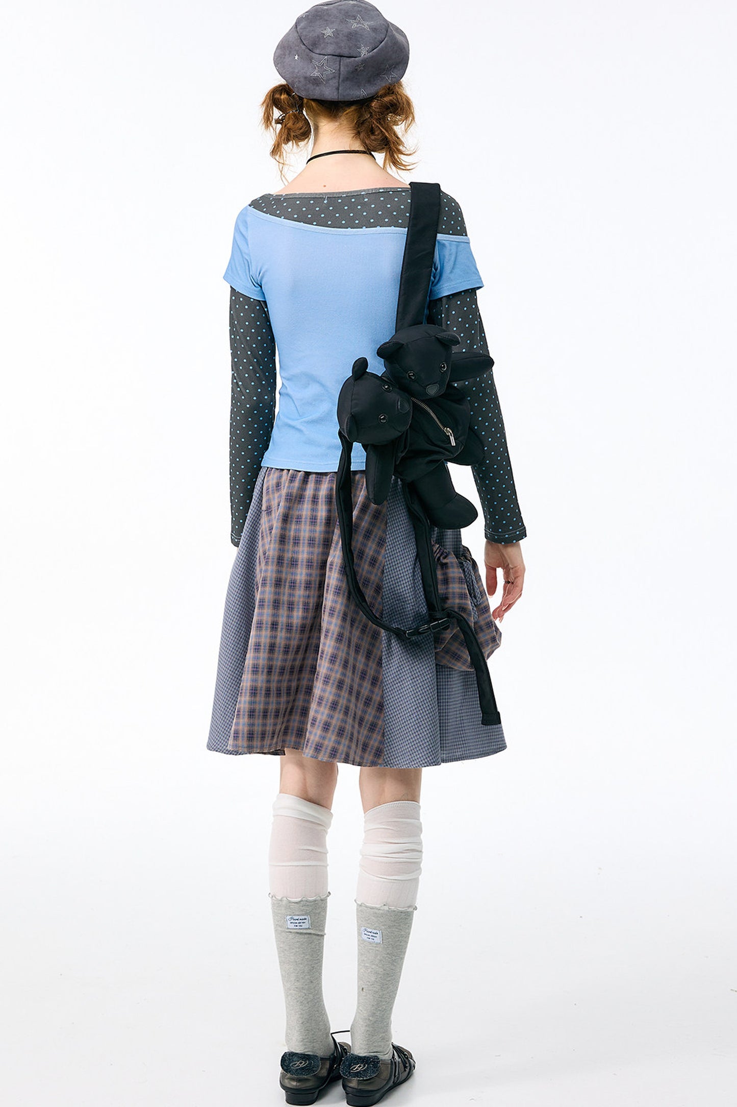 Retro Plaid Mid-Length Skirt