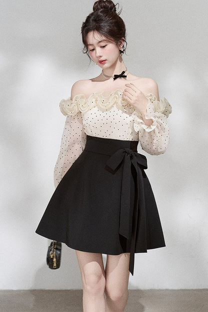 Ruffle Off-Shoulder Long Sleeve Dress