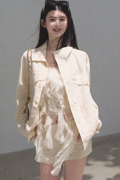 Slim-Fit High-Waisted Suit Shorts