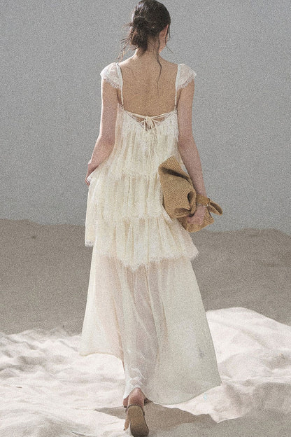 Asymmetric French Lace Mesh Top Set