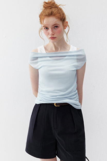 French One-Shoulder Contrasting Color Camisole