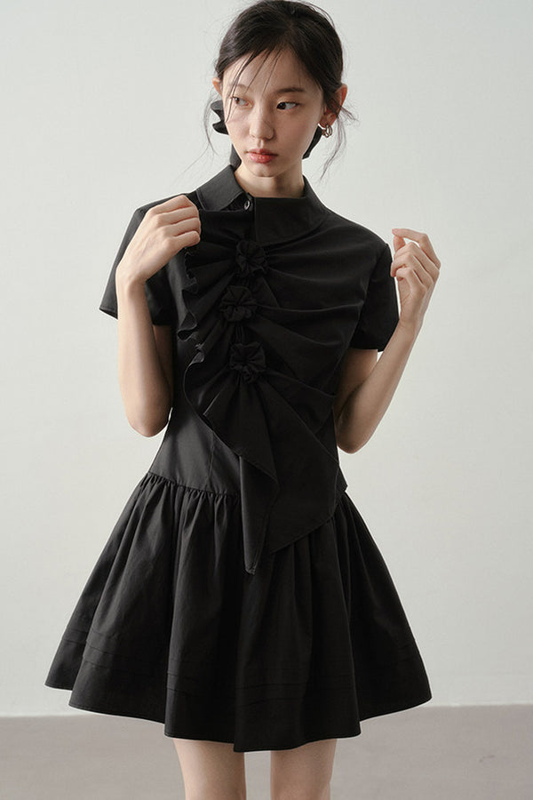 3D Floral Shirt Dress