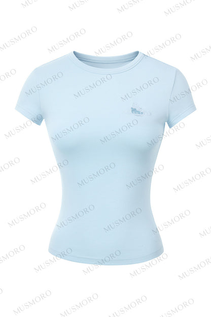 Top in maglia traforata ricamata