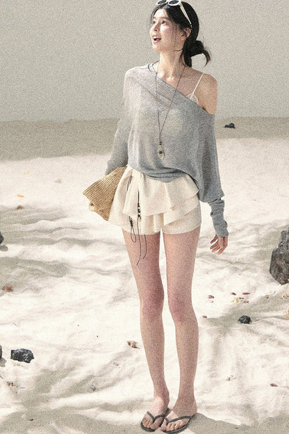 Conjunto de Top Hazy Mist Sin Hombros
