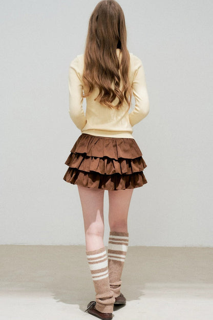 Cream Contrast Lace Tie Knit Sweater