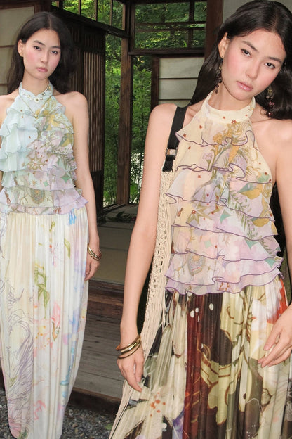 Layered Ruffle Halter Top