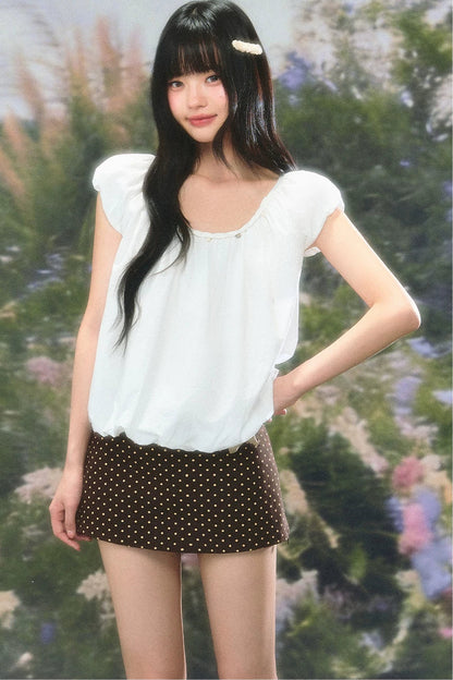 Retro Puff Sleeve Babydoll Blouse