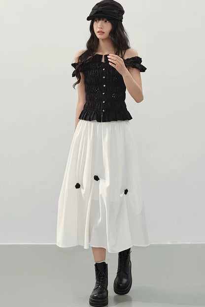 Flower Shadow Pleated Skirt