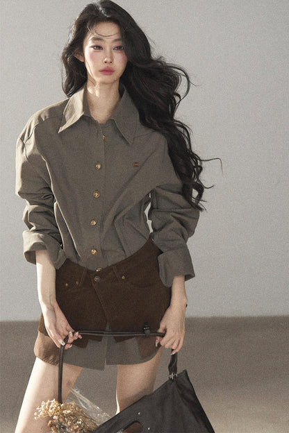 Autumnal Botanical Shirt and Skirt Set