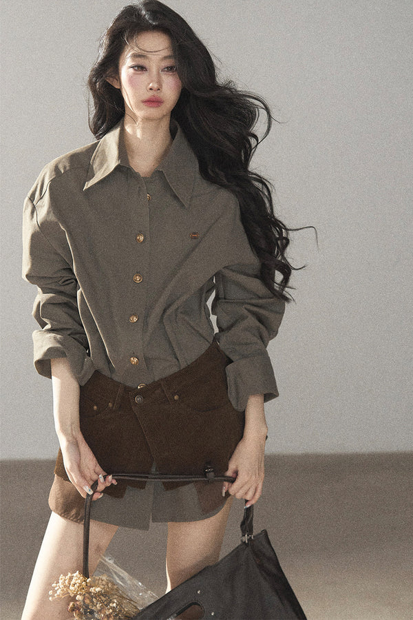 Autumnal Botanical Shirt and Skirt Set