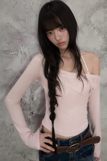 Off-Shoulder Long-Sleeve Top and Pants Set-Up