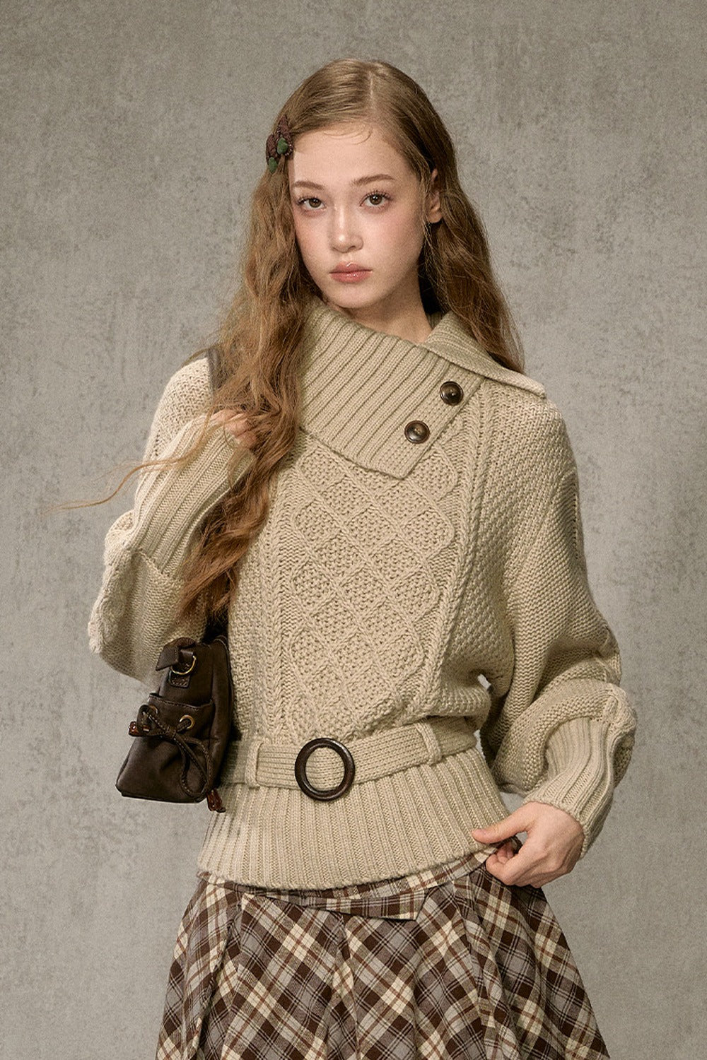 Diamond Pattern Cable Knit Top