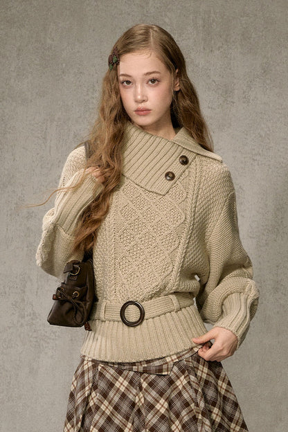 Diamond Pattern Cable Knit Top