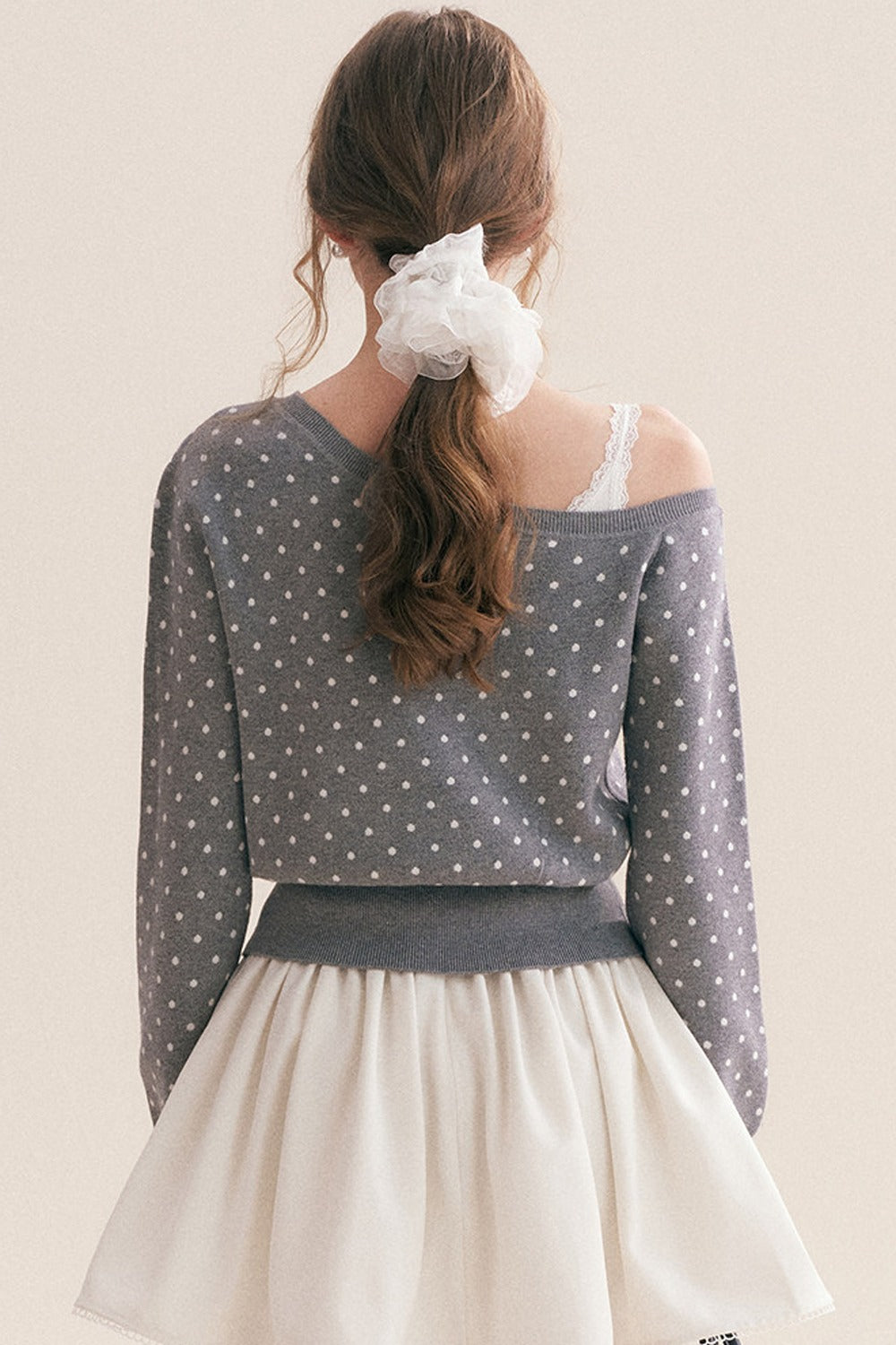 Polka Dot Knit Cardigan Top