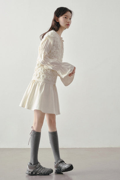 3D Floral Crochet Layered Vest