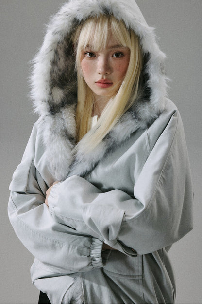 Thick Plush Hooded Jacket
