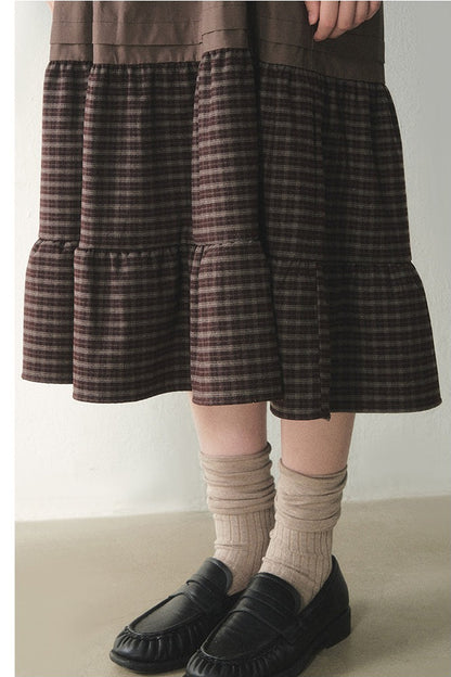 Floral Plaid Patchwork Cake Dress
