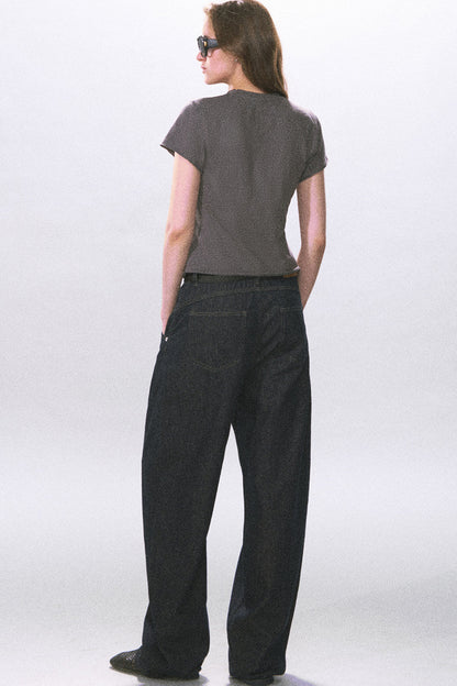 Solid Color Rolled Hem T-Shirt