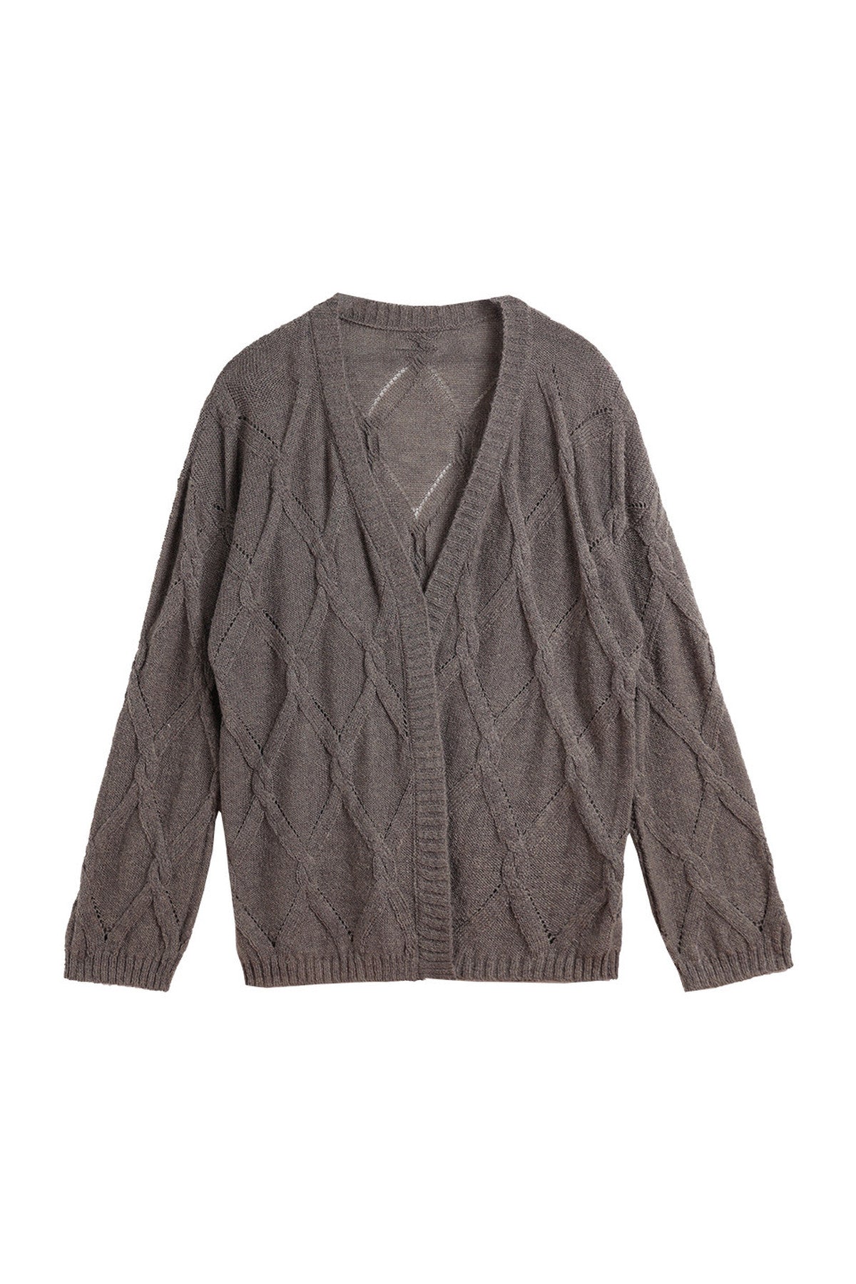 Twisted Lantern Sleeve Knit Cardigan