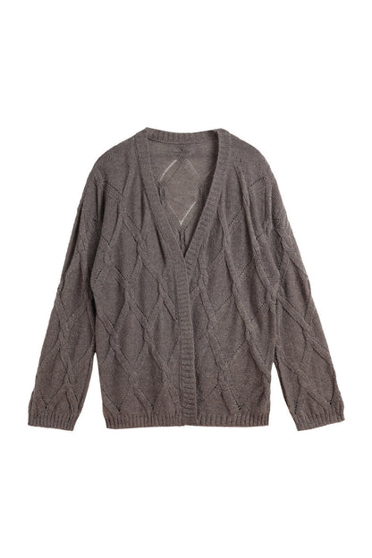 Twisted Lantern Sleeve Knit Cardigan