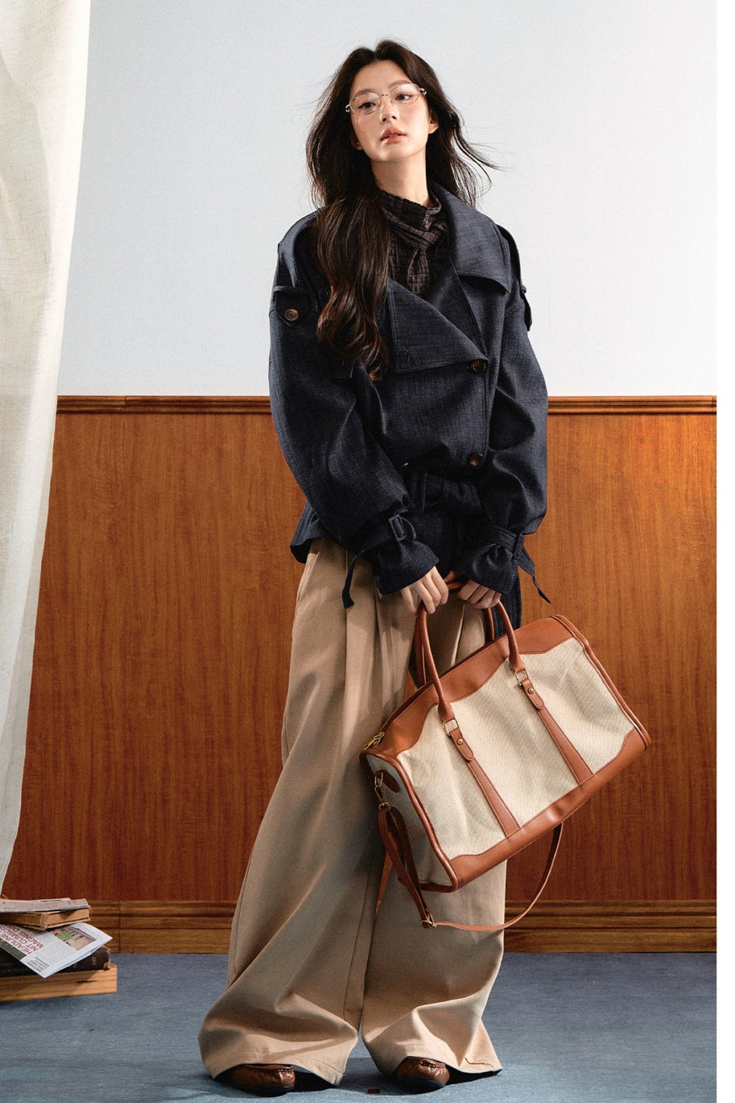 Retro Denim Trench Coat